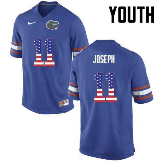 Youth Florida Gators #11 Vosean Joseph NCAA Nike Blue USA Flag Fashion Authentic Stitched College Football Jersey YQK6062OR